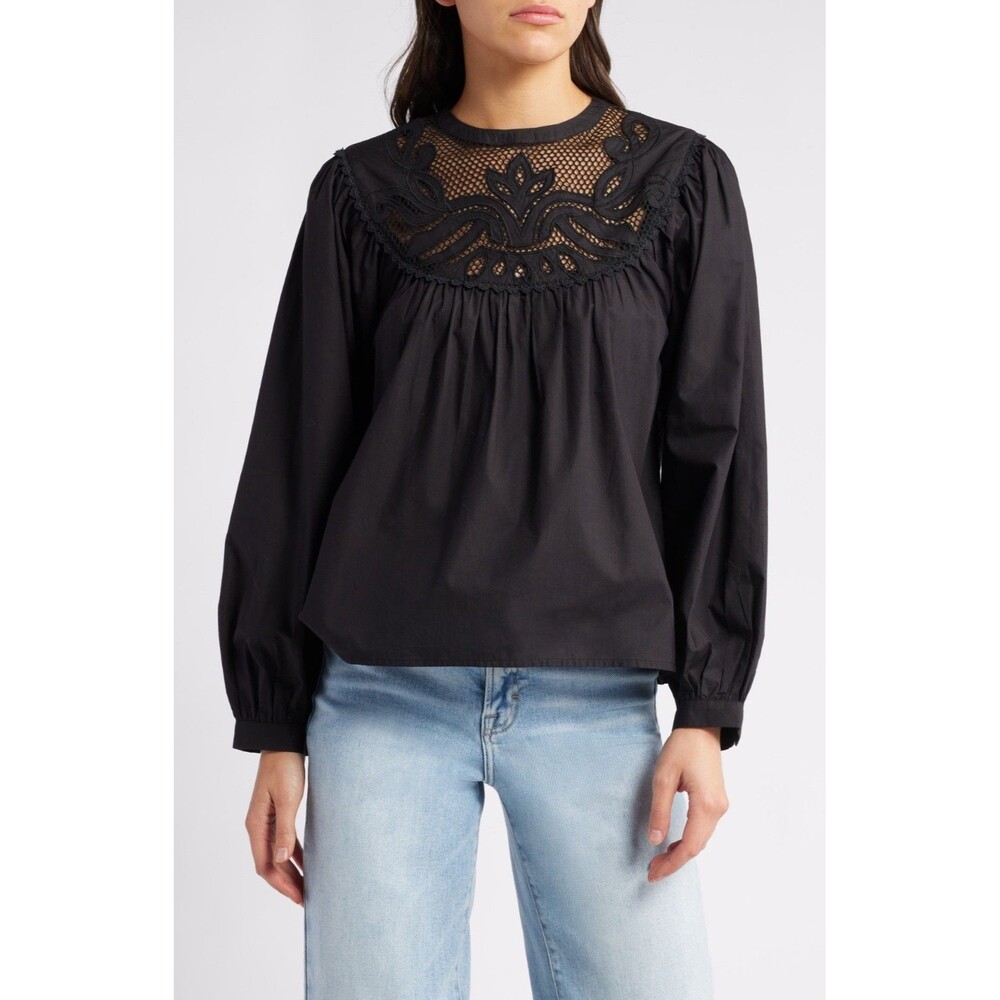 Cleobella Raine Women’s Lace Yoke Organic Cotton Top Size XS NWT Boho Whimsygoth